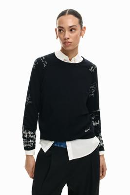 Fijne trui met Lettering - BLACK - L Fijne trui met Lettering - BLACK - L