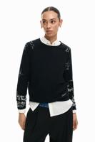 Fijne trui met Lettering - BLACK - L