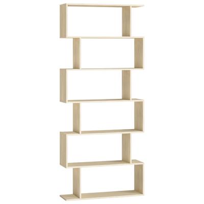 Vrijstaande boekenkast met meerdere niveaus en open opbergruimte, Naturel Beige / 6 niveaus (70B cm)