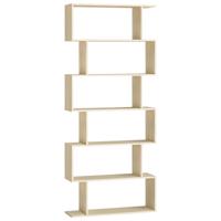 Vrijstaande boekenkast met meerdere niveaus en open opbergruimte, Naturel Beige / 6 niveaus (70B cm)