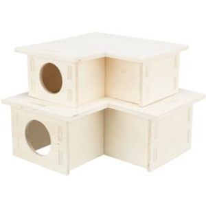 TRIXIE KNAAGDIERHUIS 3 KAMERS ONBEHANDELD HOUT NATUREL 25X25X10 CM