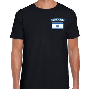 Israel landen shirt met vlag zwart voor heren - borst bedrukking 2XL  -