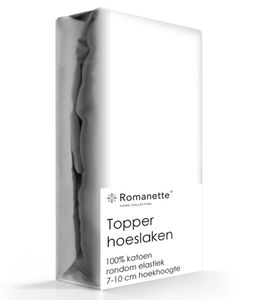 Topper Hoeslaken Katoen Romanette Wit-80 x 200 cm