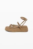 Leren plateausandaal - BROWN - 39