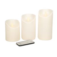 Kaarsen set 3x creme parel LED stompkaarsen met afstandsbediening   -
