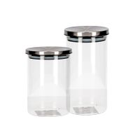 Set van 2 stuks glazen transparante voorraadbussen/voorraadpotten met deksel 650ml/900ml