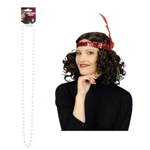 Carnaval verkleed accessoire set - dames hoofdband en parelketting - charleston/jaren 20 stijl