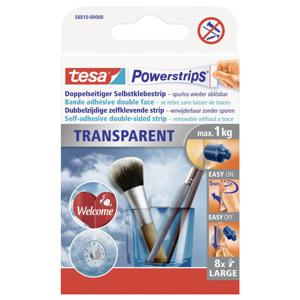 tesa POWERSTRIPS® Dubbelzijdig plakband (l x b) 50 mm x 20 mm Transparant Inhoud: 8 stuk(s)