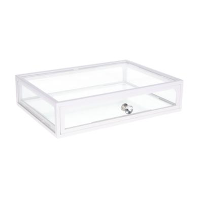 Sieradenkist/juwelenkist transparant van glas 26 x 19 x 6 cm