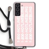 Hotline bling pink: Samsung Galaxy S21 FE Transparant Hoesje met koord