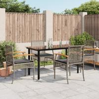 5-delige Tuinset met kussens poly rattan grijs