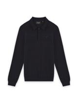 Lyle & Scott winter polo shirt jongens - donker navy blauw - longsleeve, gebreid
