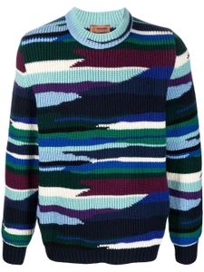 Missoni pull en maille nervurée à motif abstrait - Bleu