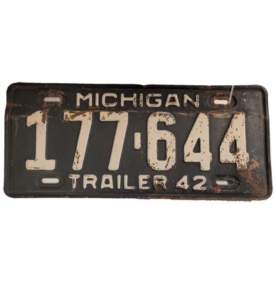 Michigan Kentekenplaat Aanhanger - 1942 - Origineel
