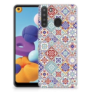 Samsung Galaxy A21 TPU Siliconen Hoesje Tiles Color