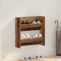 Wand Schoenenkasten Oud hout 60 x 18 x 60 cm Bewerkt hout