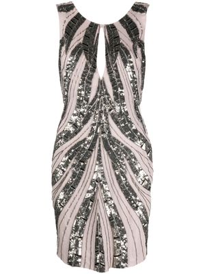 Roberto Cavalli robe en soie à sequins - Gris
