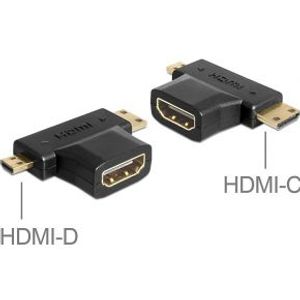 DeLOCK 65446 tussenstuk voor kabels HDMI-C / HDMI-D HDMI-A Zwart