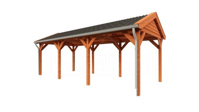 Trendhout Overkapping Zadeldak Betula 750x350 cm- Zadeldak- Onbehandeld lariks Douglas hout- Trendhout