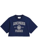 AMI Paris t-shirt crop à logo imprimé - Bleu