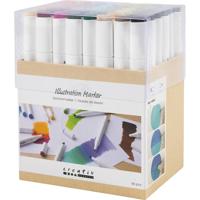 Creativ Company 2-in-1 Alcohol Marker Stiften Dubbele Punt standaartkleuren 48 stuks