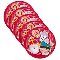 Sinterklaas kartonnen bordjes rood 30x stuks 18 cm - thumbnail