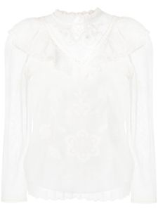 TWINSET blouse en résille à broderies - Blanc