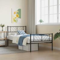 Bedframe met hoofd- en voeteneinde metaal zwart 107x203 cm Bedframe met hoofd- en voeteneinde metaal zwart 107x203 cm