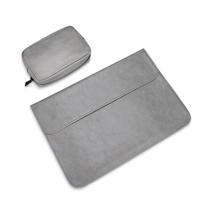 PU01S PU lederen horizontale onzichtbare magnetische gesp laptop Inner Bag voor 15 4 inch laptops met kleine tas (grijs)