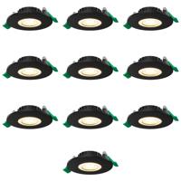 Set van 10 Prado dimbare LED Inbouwspots - 6 watt 570 lumen - CCT instelbare lichtkleur 2700K/4000K/6000K - Lage inbouwdiepte 25 mm - Rond - IP44 voor binnen en buiten - Zwart