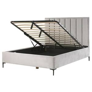 Beliani-SEZANNE -Bed met opbergruimte-Lichtgrijs-160 x 200 cm-Fluweel