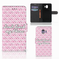 Samsung Galaxy J4 2018 Portemonnee Hoesje Flowers Pink DTMP - thumbnail