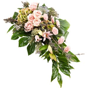 Rouwarrangement roze - groen