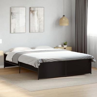 Bedframe bewerkt hout metaal zwart 140x200 cm