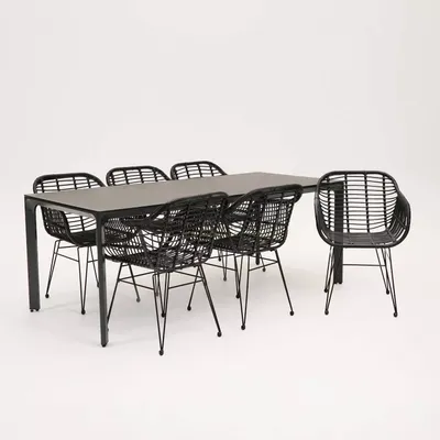 Tuinstoel Moda zwart met Carcassonne 200 x 90 cm