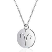 Sterrenbeeld Ram Dames Ketting Zilverkleurig Ronde Hanger