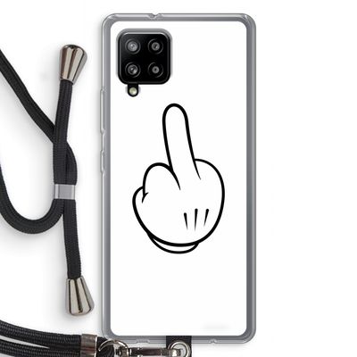 Middle finger white: Samsung Galaxy A42 5G Transparant Hoesje met koord