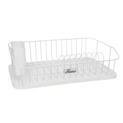 Afwas afdruiprek met lekbak - wit - kunststof - 43 x 29 x 12,5 cm