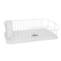 Afwas afdruiprek met lekbak - wit - kunststof - 43 x 29 x 12,5 cm