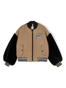 BOSS Kidswear veste bomber à patch logo - Marron