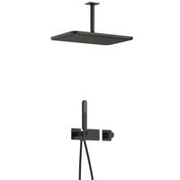 Hotbath Gal - GL106 - Inbouw Regendoucheset - Geborsteld Gunmetal PVD - Thermostatisch - Plafondbuis 15 cm - Hoofddouche 270x400 mm - Staafhanddouche - met GL106