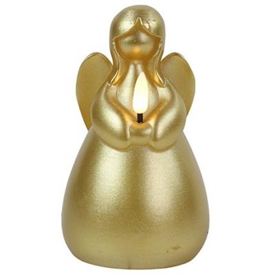Countryfield LED kaars engel - goud - H14,5 cm - wax kaars op batterijen - kerst thema