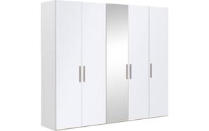 Goossens Kledingkast Easy Storage Ddk, Kledingkast 253 cm breed, 220 cm hoog, 4x glas draaideur en 1x spiegel draaideur midden