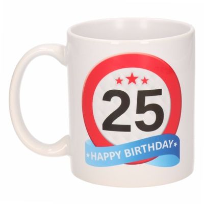 Beker / mok 25 jaar verkeersbord