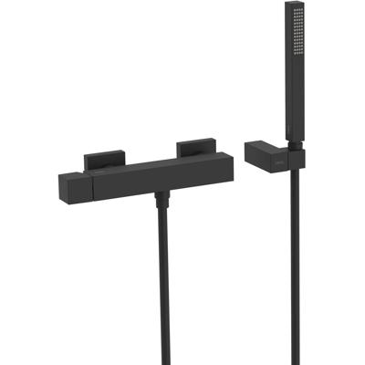 Douchekraan Tres Cuadro | Opbouw | Mengkraan | 1-weg | hoh 15 cm | 1-knop | Vierkant | Zwart