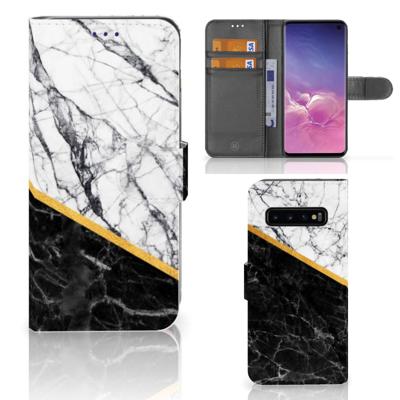 Samsung Galaxy S10 | Bookcase | Marmer Wit Zwart - Origineel Cadeau Man