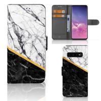 Samsung Galaxy S10 | Bookcase | Marmer Wit Zwart - Origineel Cadeau Man
