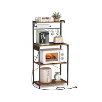 Keukenrek met stopcontact en verstelbare planken, vintage bruin + inktzwart