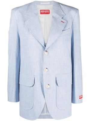 Kenzo blazer en lin à patch logo - Bleu