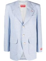 Kenzo blazer en lin à patch logo - Bleu